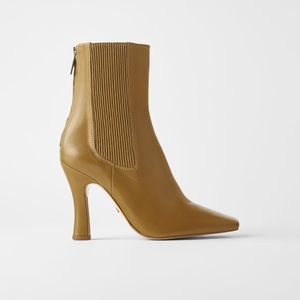 Zara high heel leather ankle boot